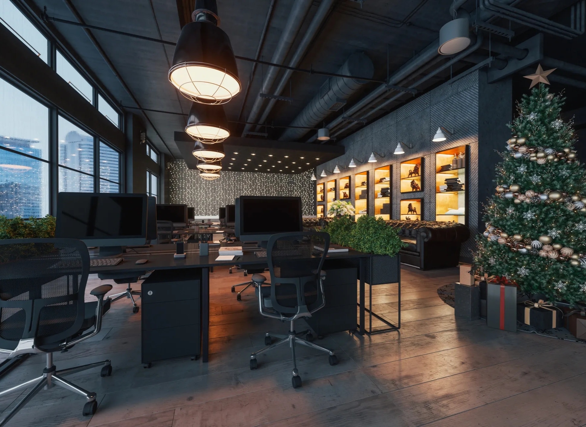 Modern commercial lobby interior with premium flooring and renovation by Main Street Kitchen & Flooring